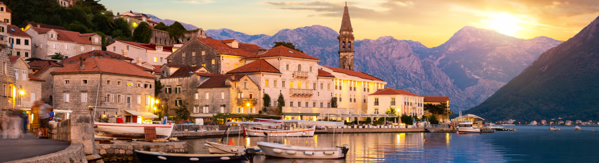 Perast coucher de soleil