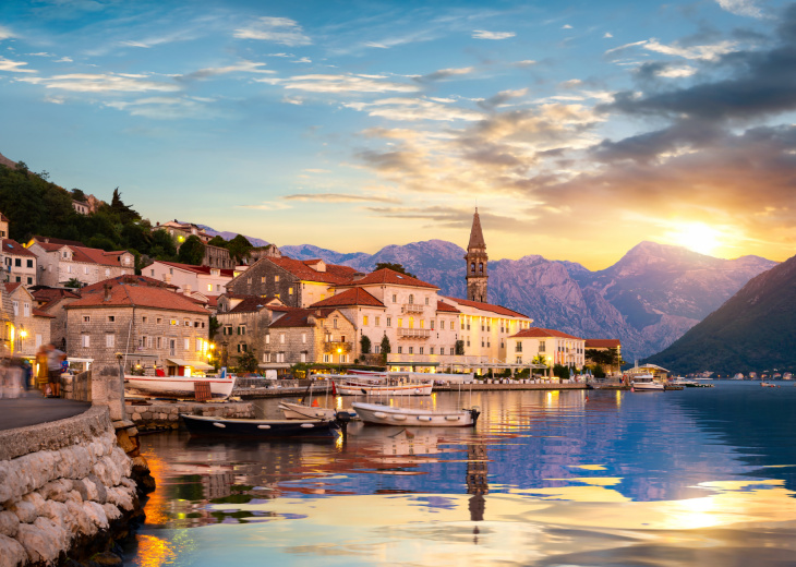 Perast coucher de soleil